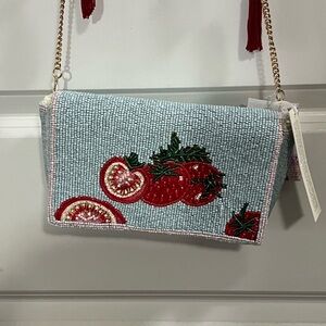 Elegant Red Tomato Embroidered Clutch